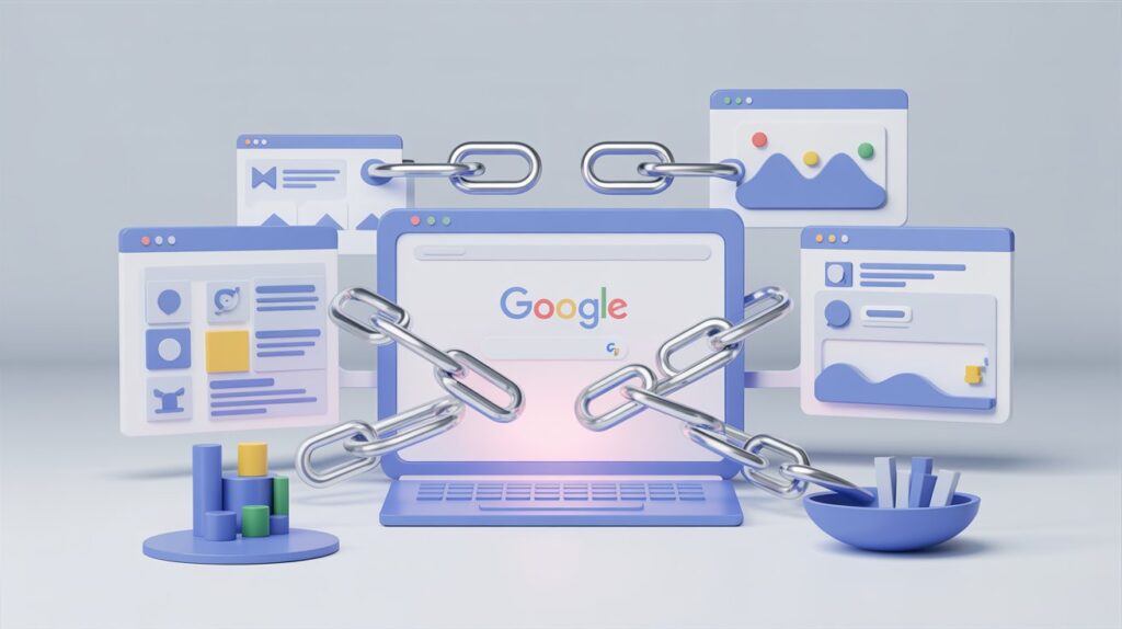 Illustration showing how backlinks transfer authority between websites for SEO rankings