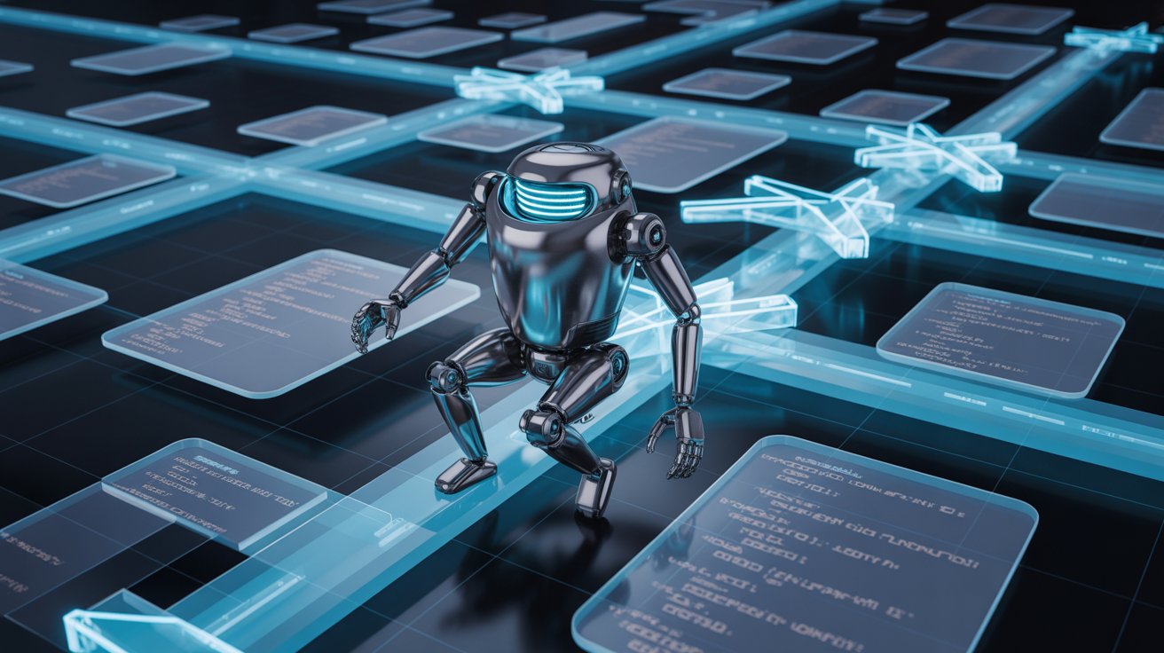 Search engine crawler analyzing a website structure for technical SEO optimization.